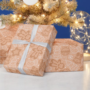 Papel De Regalo Navidades modernos de color marrón y blanco