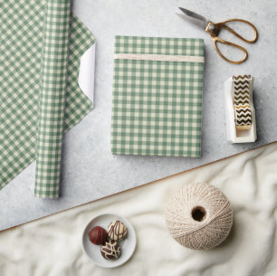 Papel De Regalo Navidades modernos de Gingham verde Rústico