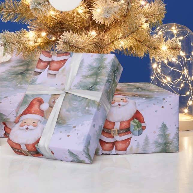 Papel De Regalo Navidades modernos de la nieve de Papá Noel (Vacaciones)