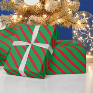 Papel De Regalo Navidades modernos de rayas diagonales rojas