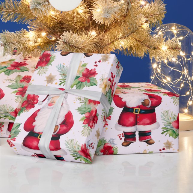 Papel De Regalo Navidades modernos de Santa Claus Winter Berries (Vacaciones)