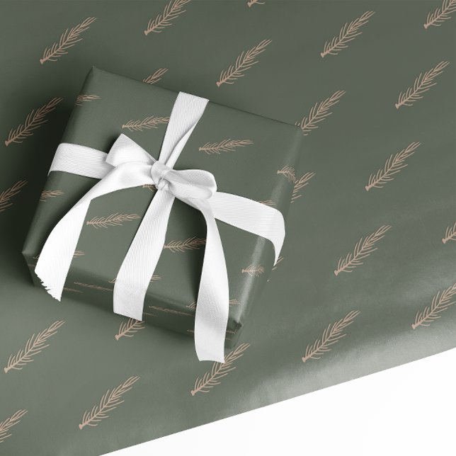 Papel De Regalo Navidades modernos del Boho Pine Verde y Oro (Subido por el creador)