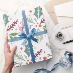 Papel De Regalo Navidades modernos Foliage Berries