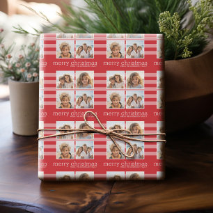Papel De Regalo Navidades modernos - Foto simple en rojo y blanco