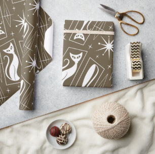 Papel De Regalo Navidades modernos MCM Wr del gato de estrella at