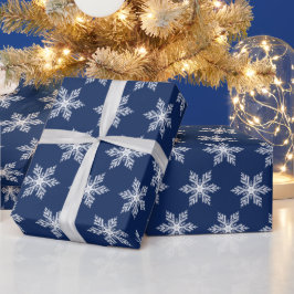 Papel De Regalo Navidades modernos navegan por copos de nieve azul