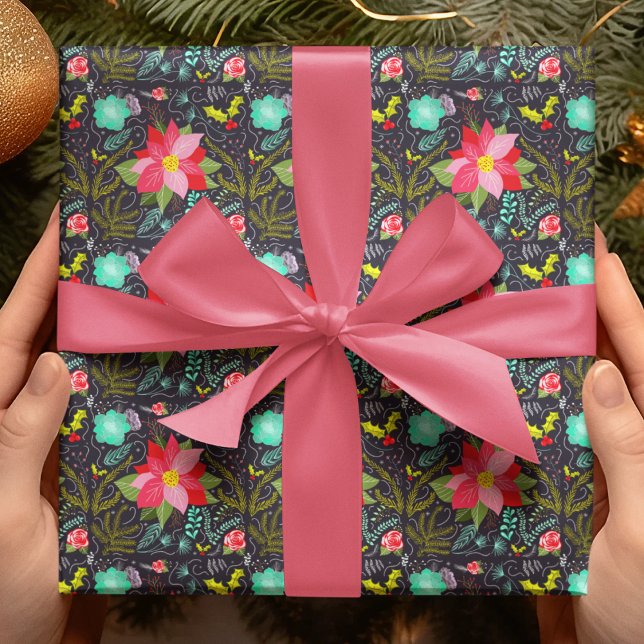 Papel De Regalo Navidades modernos Patrón de Poinsettia (Subido por el creador)