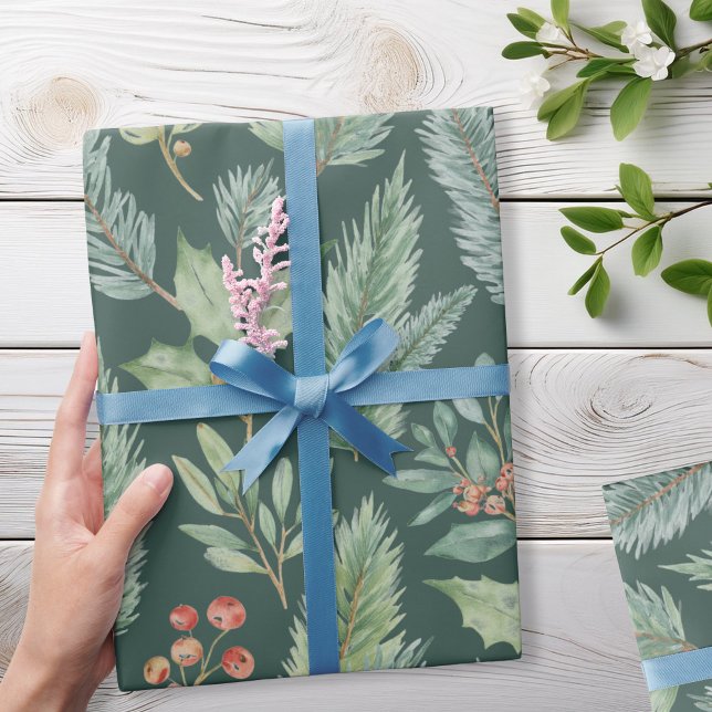 Papel De Regalo Navidades modernos Patrón floral de vacaciones de  (Subido por el creador)