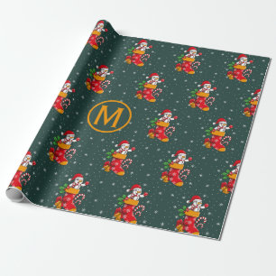 Papel De Regalo Navidades Monogramados del patrón de canela de nie