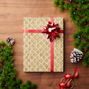 Papel De Regalo Navidades Monogramados del Relieve metalizado dora