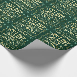 Papel De Regalo Navidades monogramas Fruit of Spirit Gold Green