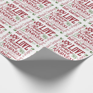Papel De Regalo Navidades monogramas Fruta del espíritu Verde Roj