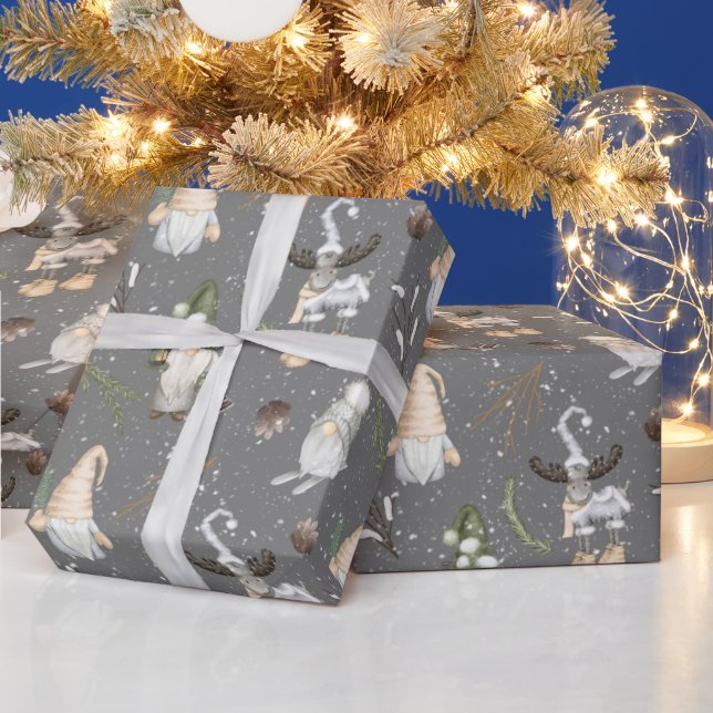 Papel De Regalo Navidades Moose y Gnomes (Vacaciones)