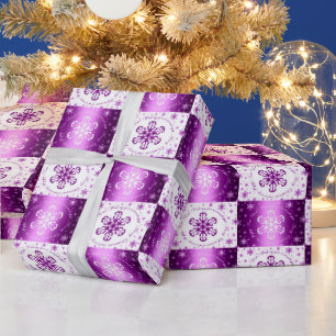 Papel De Regalo Navidades morados y blancos