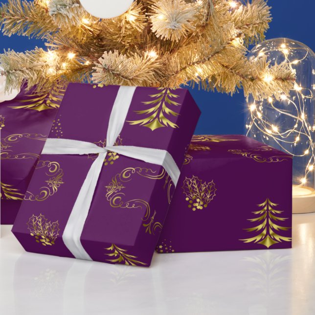 Papel De Regalo Navidades morados y dorados (Subido por el creador)