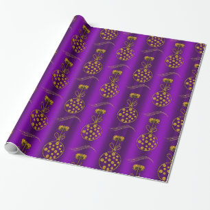 Papel De Regalo Navidades morados y dorados