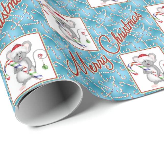 Papel De Regalo Navidades Mouse Candy Cane (Esquina del rollo)