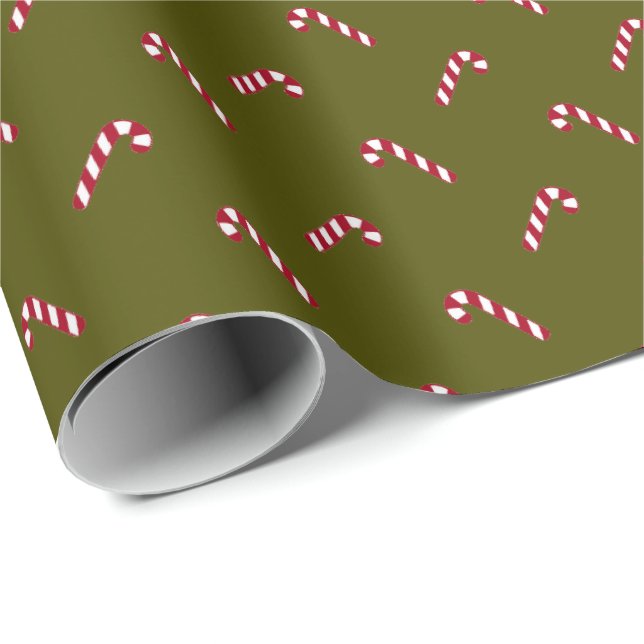 Papel De Regalo Navidades musgo verde dulce de caramelo rojo lindo (Esquina del rollo)