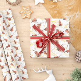 Papel De Regalo Navidades musicales Violins Gold Music Notes