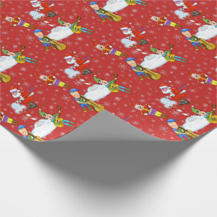 Papel De Regalo Navidades músicos Elves y Santa Wraping Paper