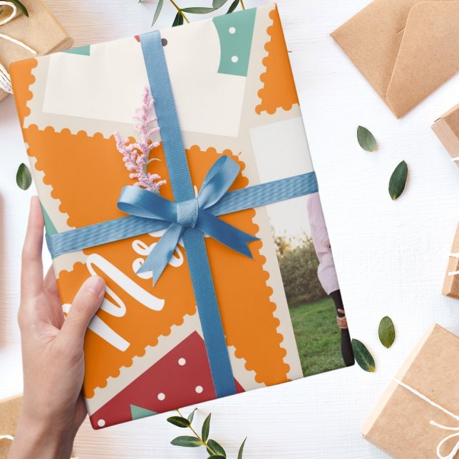 Papel De Regalo Navidades Naranja personalizado gracioso sello de  (Subido por el creador)
