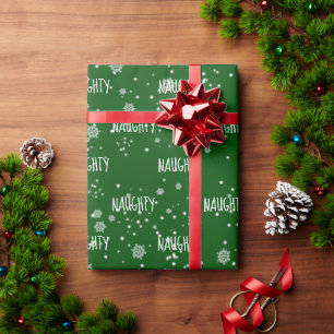 Papel De Regalo Navidades NAUGHTY Textos En Copos De Nieve