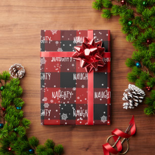 Papel De Regalo Navidades NAUGHTY Textos En Copos De Nieve
