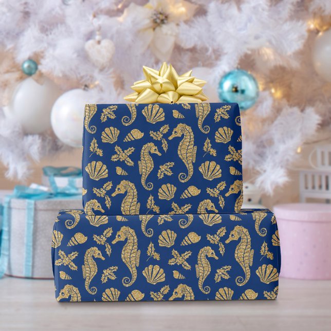 Papel De Regalo Navidades náuticos Patrón caballito de mar Marina  (Subido por el creador)