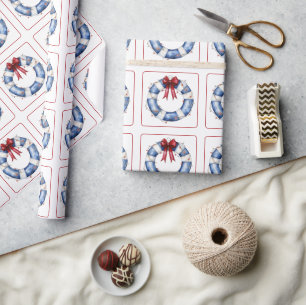 Papel De Regalo Navidades náuticos: Preservador de vida con ceño