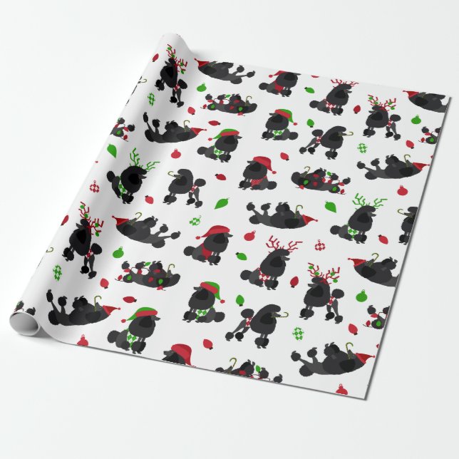 Papel De Regalo Navidades negros con cangrejos blancos (Desenrollado)