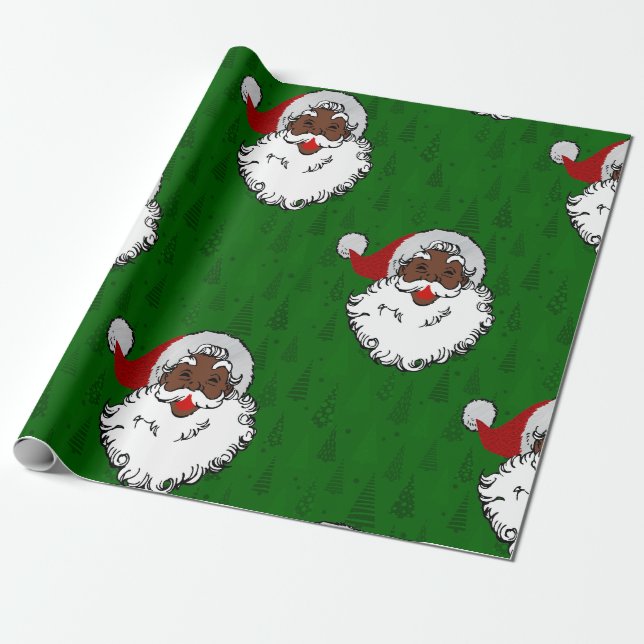 Papel De Regalo navidades negros de santa claus (Desenrollado)