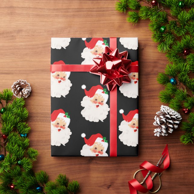 Papel De Regalo Navidades negros del patrón de Papá Noel (Regalo de vacaciones)