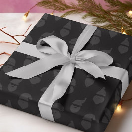 Papel De Regalo Navidades negros monotónicos modernos de Santa Sil