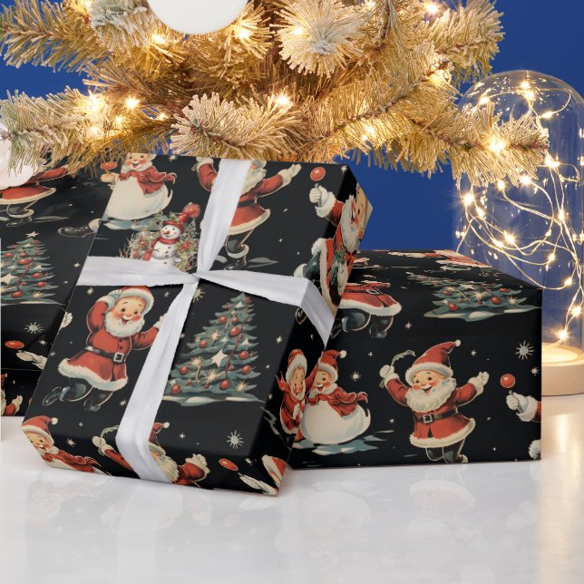 Papel De Regalo Navidades negros Santa Tree Snowman (Vacaciones)