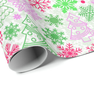 Papel De Regalo Navidades Neon Pink y Green