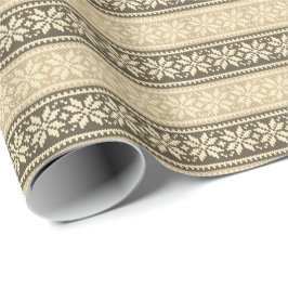 Papel De Regalo Navidades Neutrales De Punto De Nieve Hacen Invier