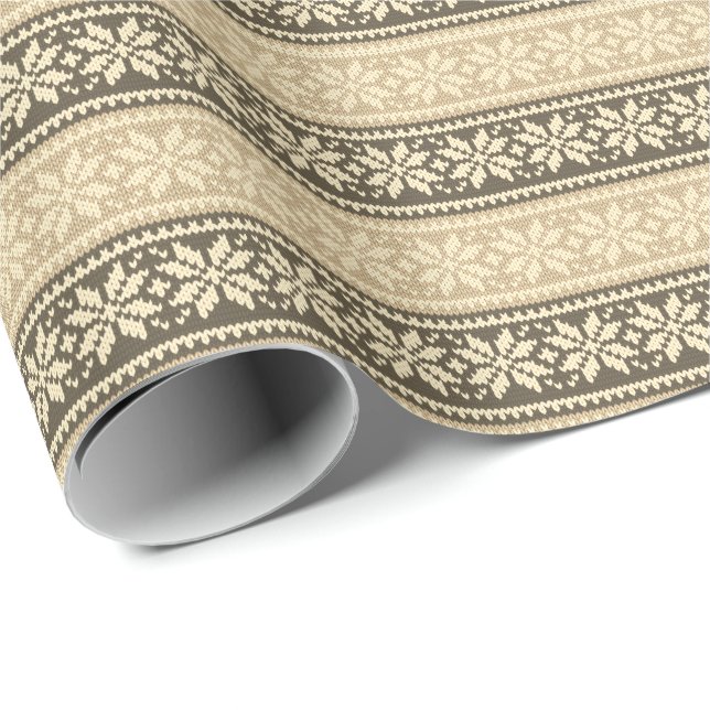 Papel De Regalo Navidades Neutrales De Punto De Nieve Hacen Invier (Esquina del rollo)
