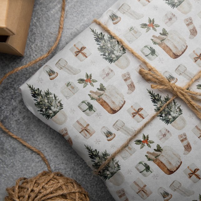 Papel De Regalo Navidades neutrales del Boho de vacaciones acuátic (Subido por el creador)