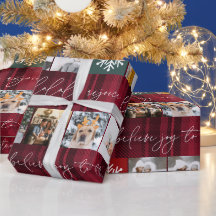 Navidades nevan 8 fotos cuadrícula de plaid rojo