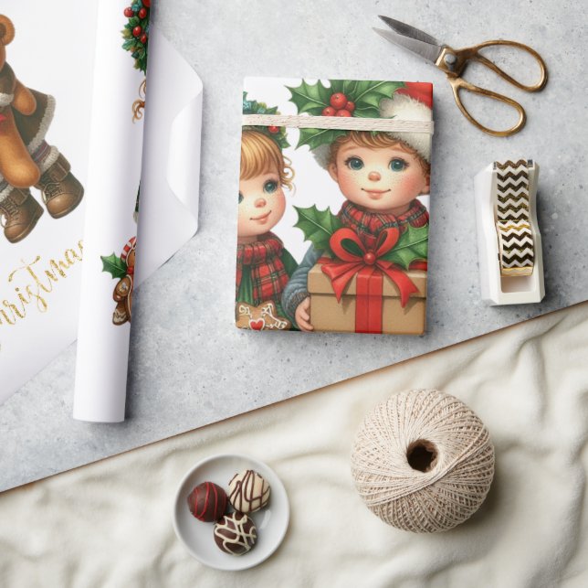 Papel De Regalo Navidades Niños ventilados regalos Feliz Navidad (Artesanía)