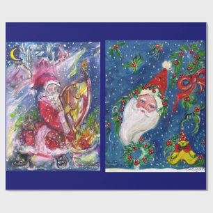 PAPEL DE REGALO NAVIDADES NOCHE / SANTA CLAUS JUGANDO HARP