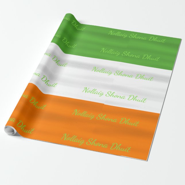 Papel De Regalo Navidades Nollaig Shona Dhuit Bandera irlandesa Ir (Desenrollado)