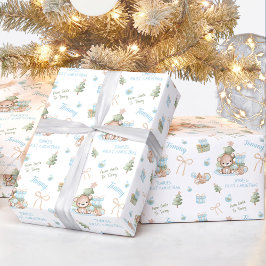Papel De Regalo Navidades Nombre de niño oso Navidades de texto
