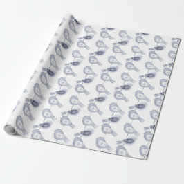 Papel De Regalo Navidades nórdicos Aves azules