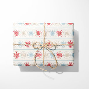 Papel De Regalo Navidades nórdicos Copos de nieve multicolores