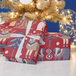 Papel De Regalo Navidades nórdicos venado escandinavo