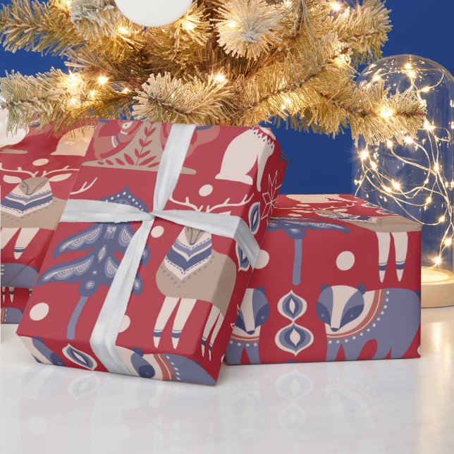 Papel De Regalo Navidades nórdicos venado escandinavo (Vacaciones)