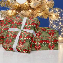 Papel De Regalo Navidades nostálgicos de Mistletoe y Holly