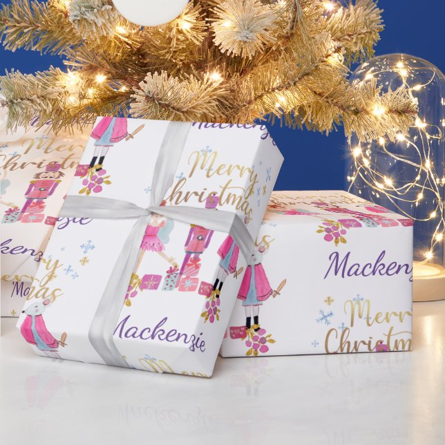 Papel De Regalo Navidades Nutcracker Pastel de acuarela (Vacaciones)