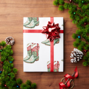 Papel De Regalo Navidades occidentales: Boots de Cowboy Cowgirl ve